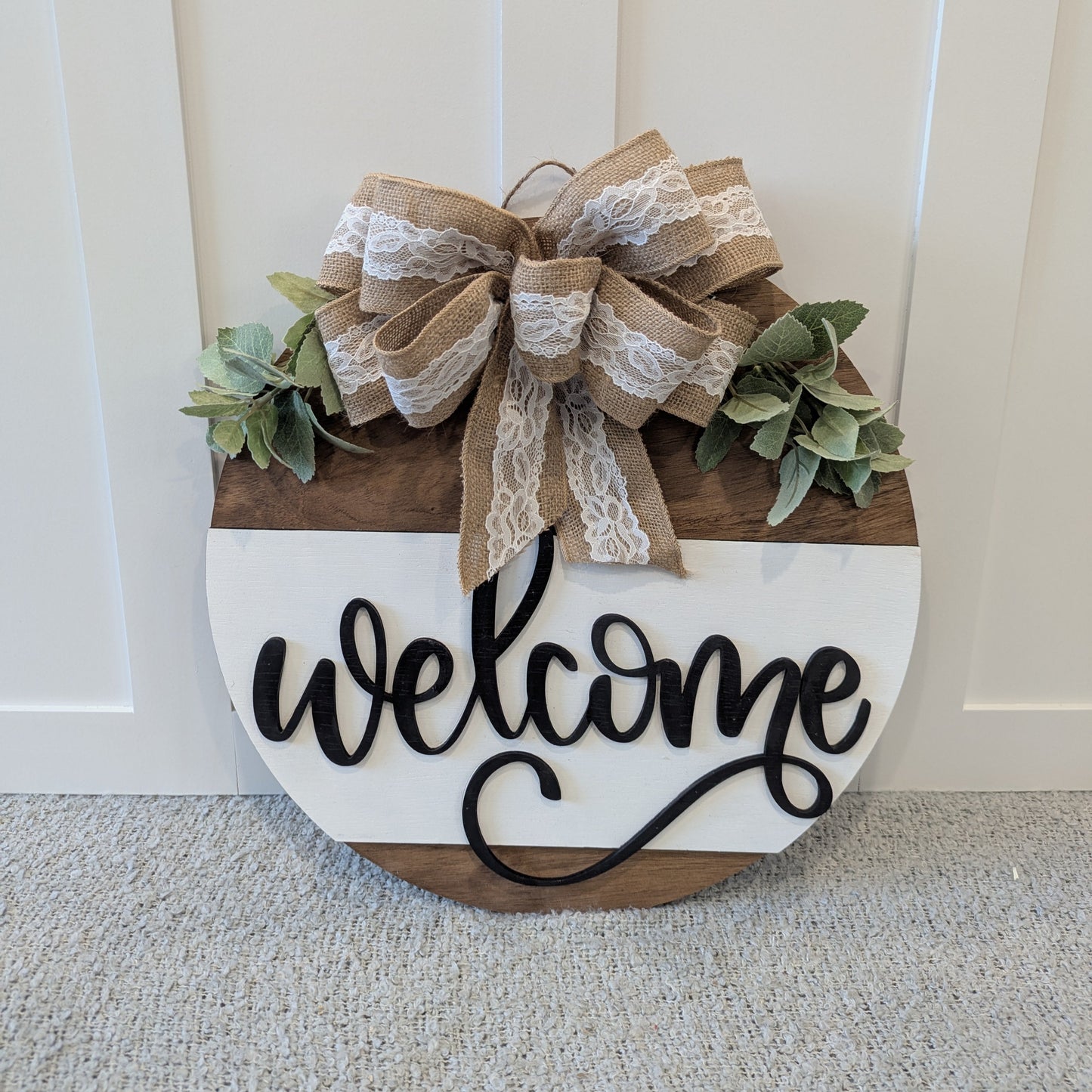Burlap and Lace Welcome Door Hanger