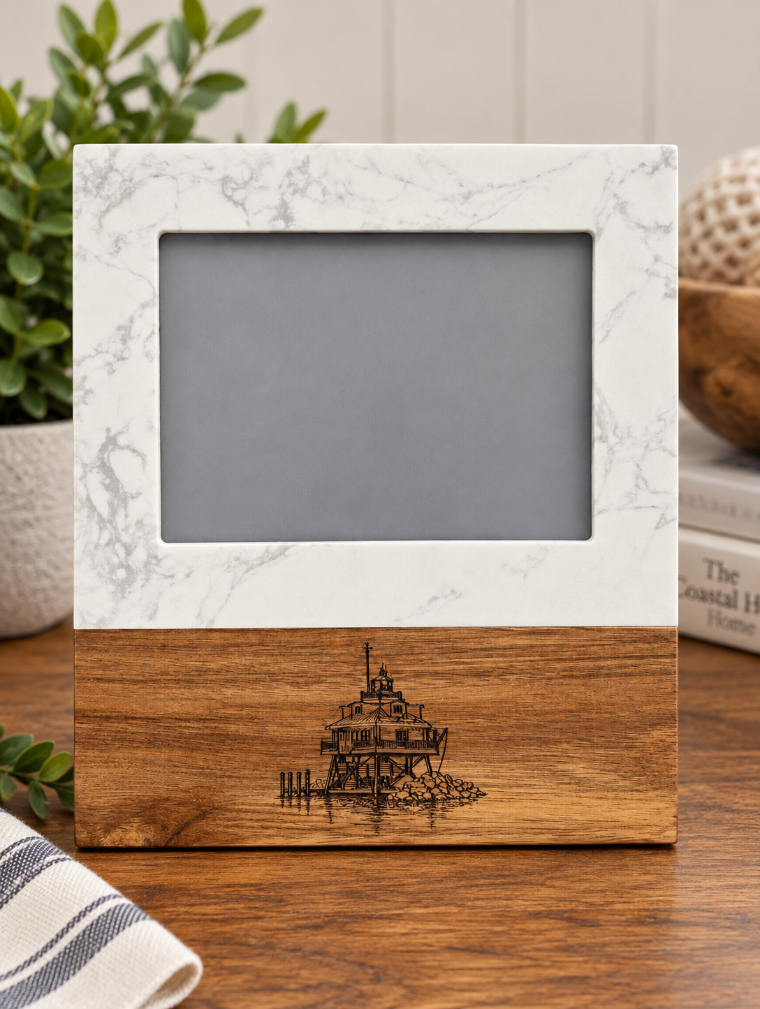 Maryland Themed Marble Picture Frame Stand 5x7