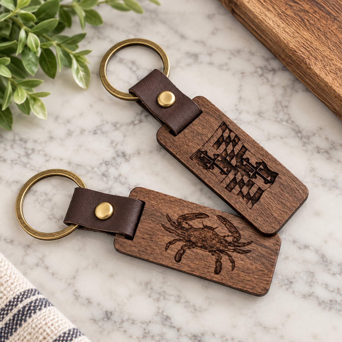 Maryland Themed Wood Key Chain