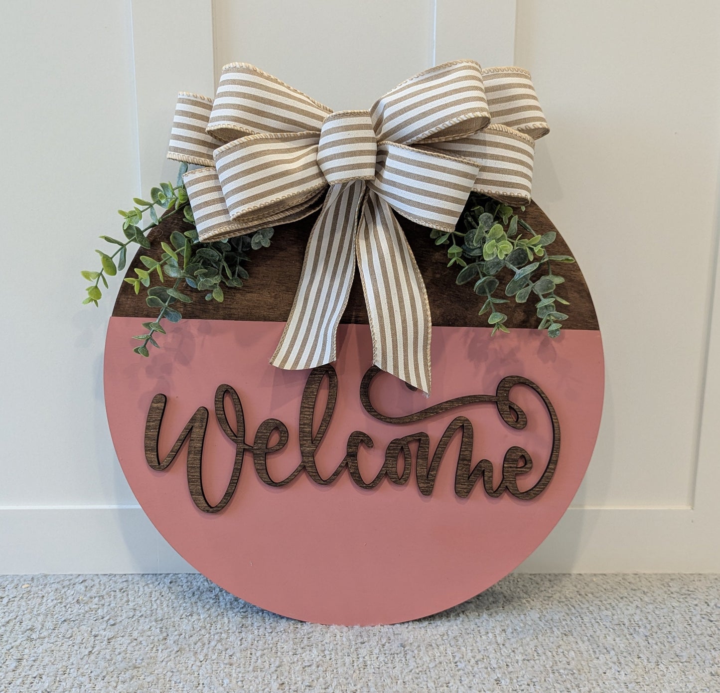 Dusty Rose Welcome Door Hanger