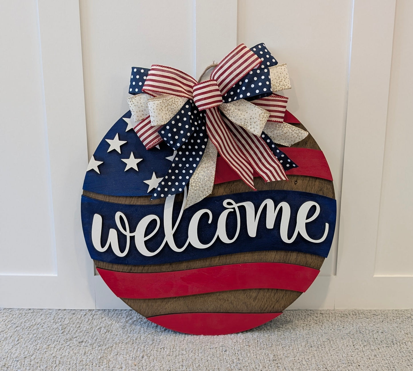 American Flag Welcome Door Hanger