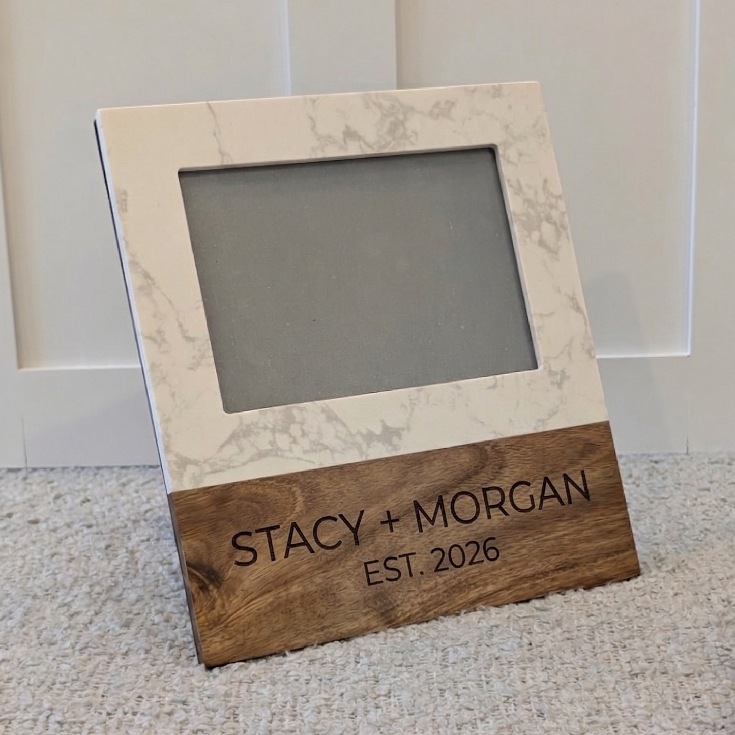 Marble and Acacia Picture Frame 5x7