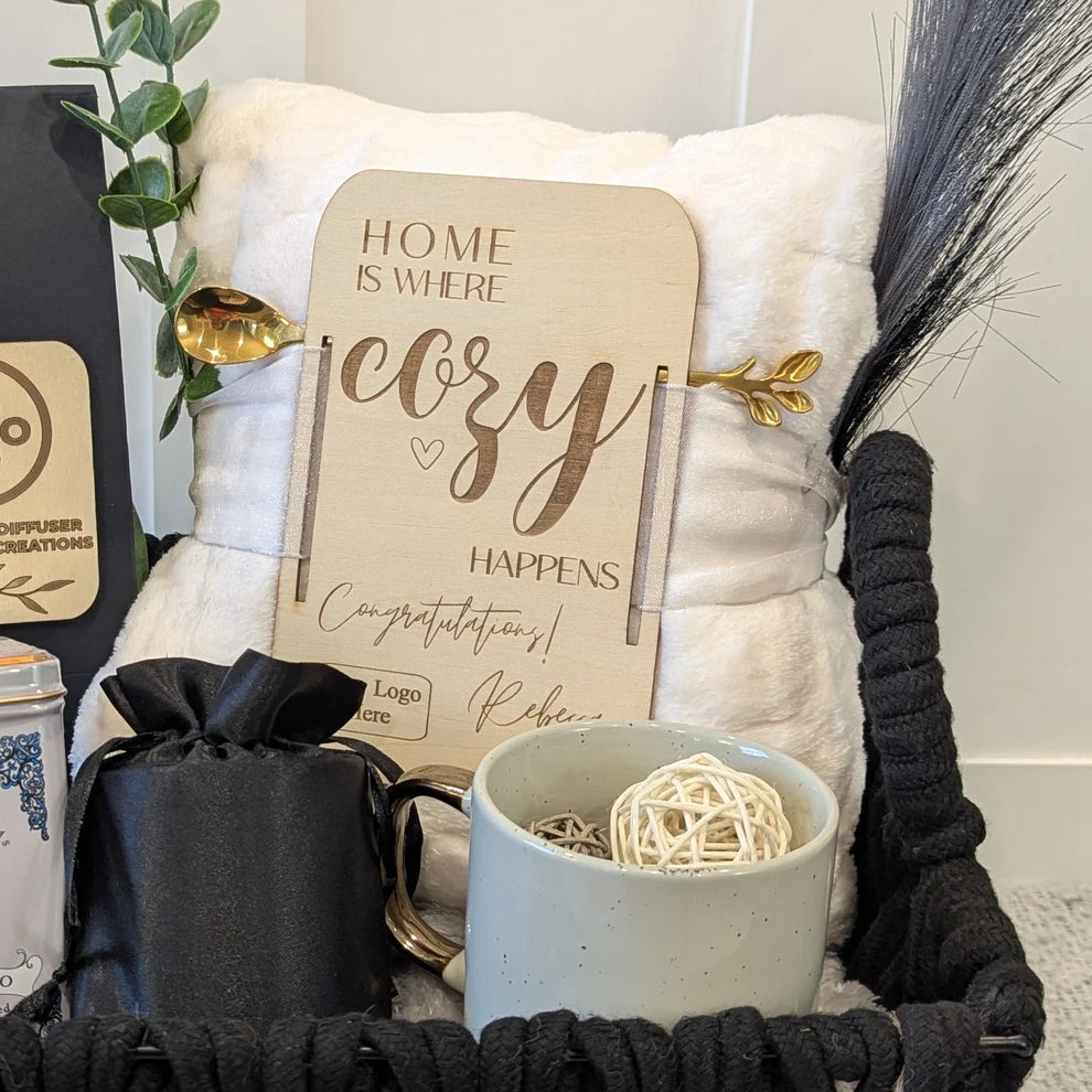 Mid Size Cozy Home Gift Basket- Gray