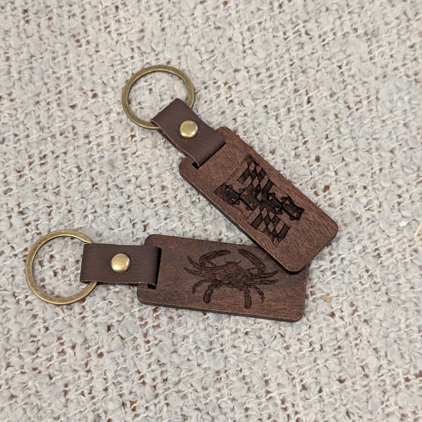 Maryland Themed Wood Key Chain