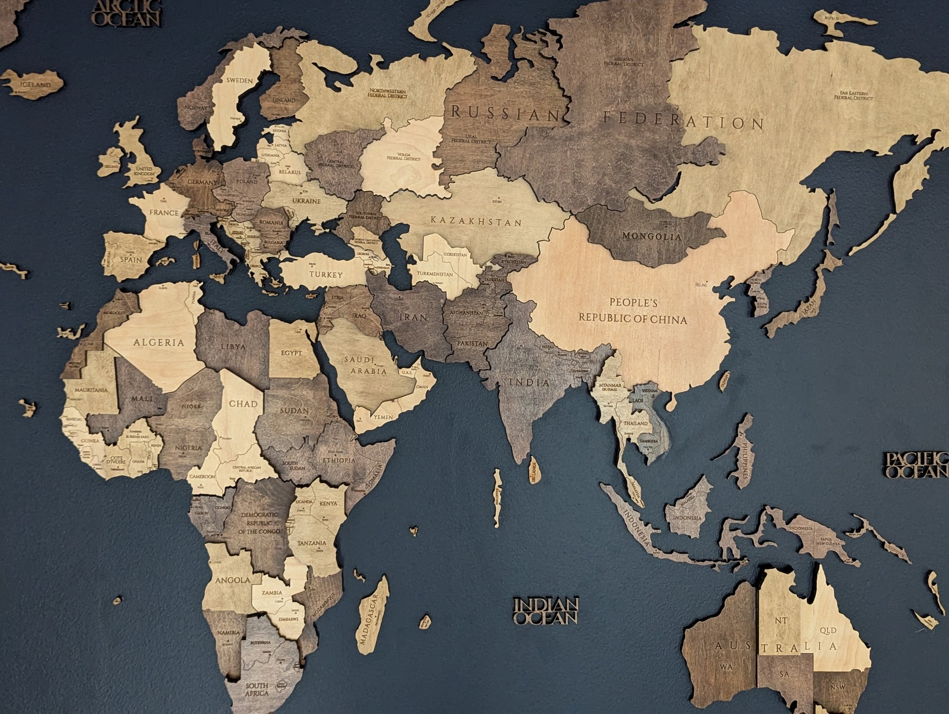 Multi-Layer Wooden World Map image 3