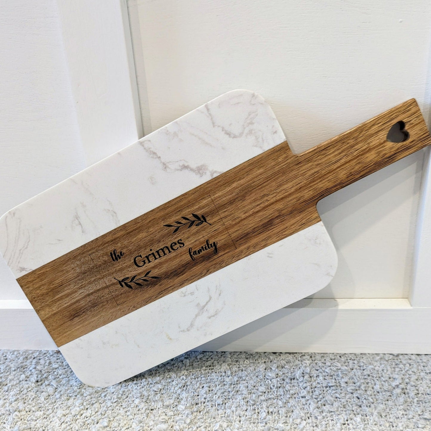 Rectangular Marble and Acacia Serving Board image 0