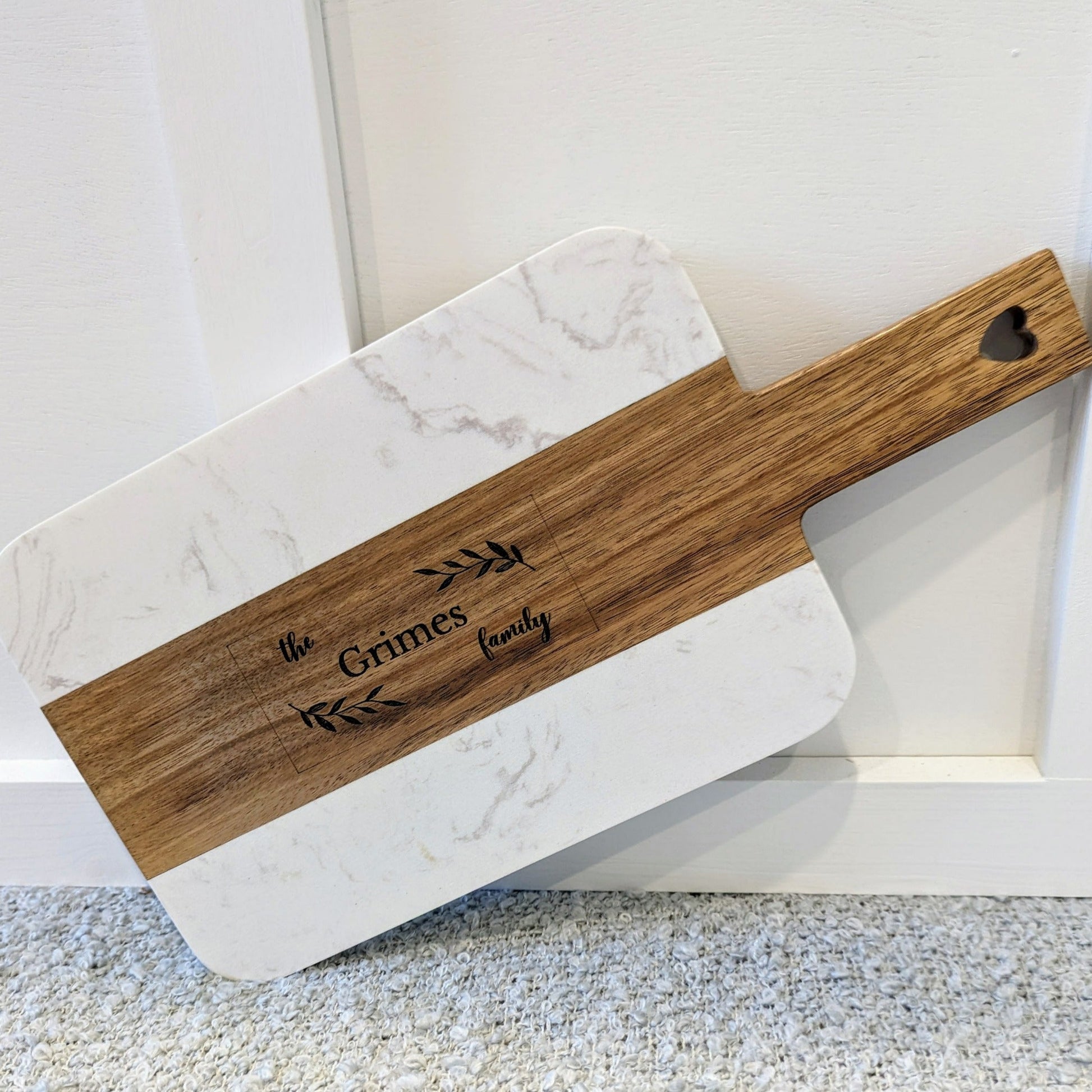 Rectangular Marble and Acacia Serving Board image 0