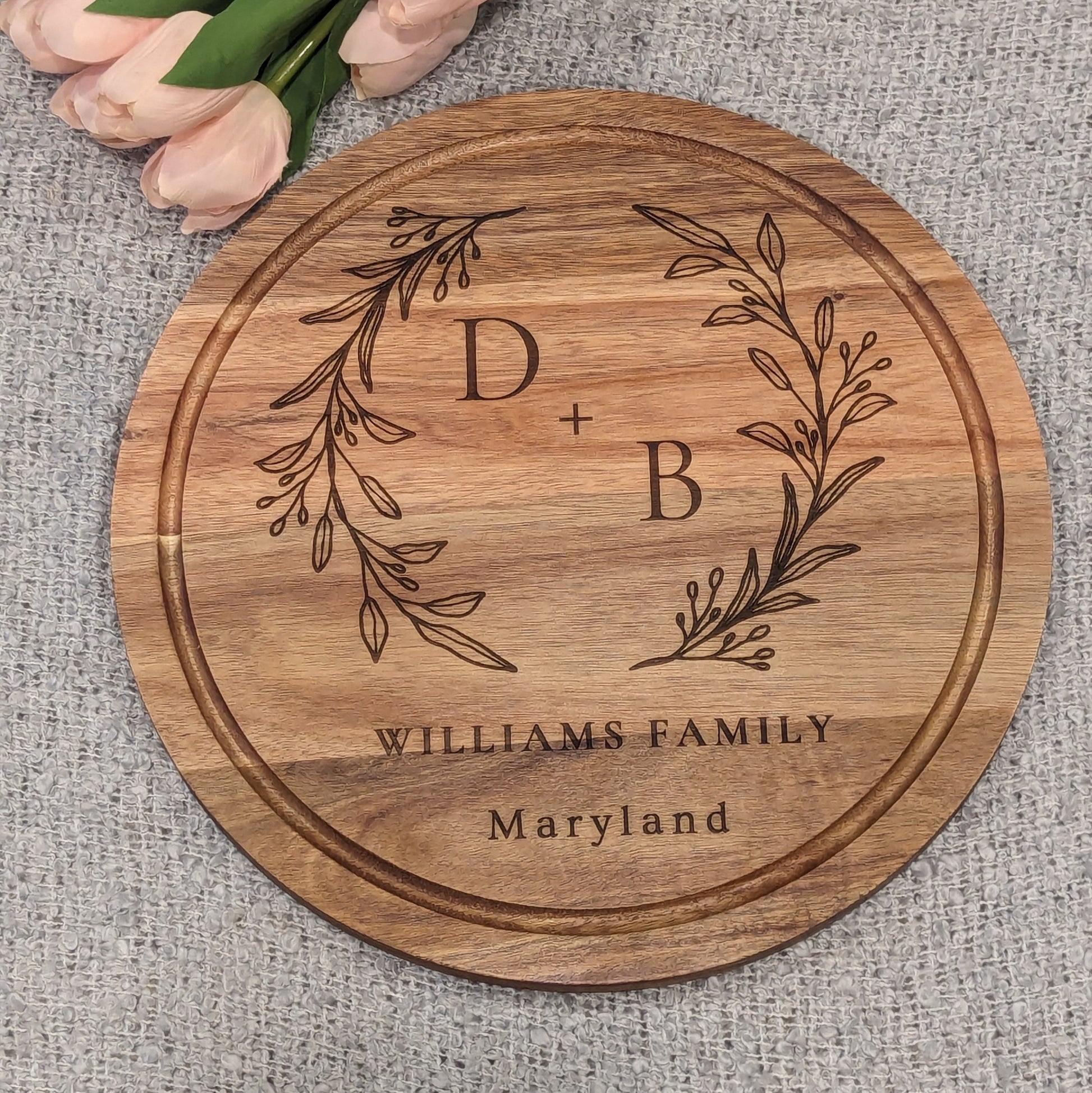 Round Acacia Wood Serving Board image 1
