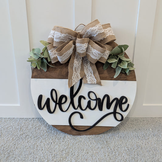 Burlap and Lace Welcome Door Hanger