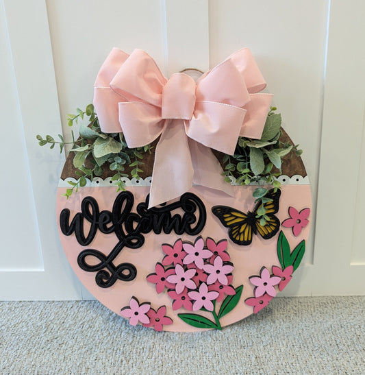 Butterfly & Floral Welcome Door hanger