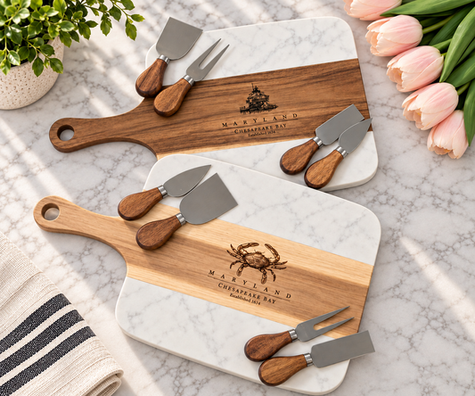 Maryland Heritage Marble & Wood Charcuterie Board Set
