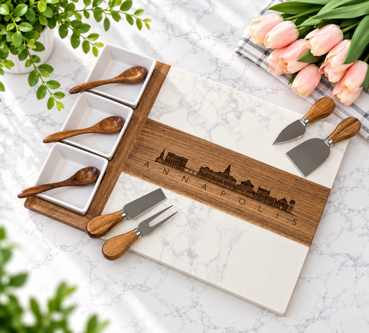 Maryland Themed Skylines and Landmarks 11 Piece Charcuterie Board