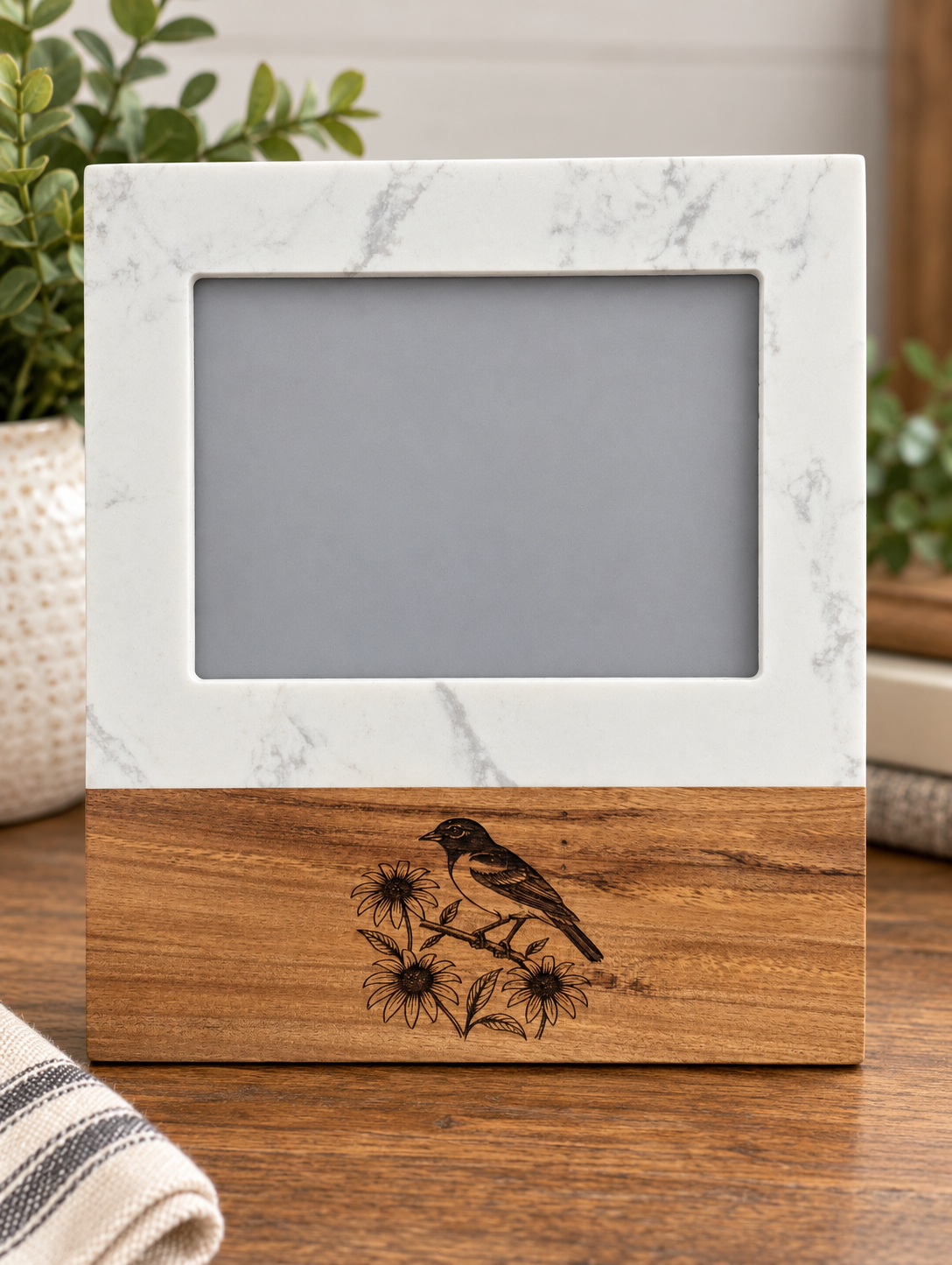Maryland Themed Marble Picture Frame Stand 5x7