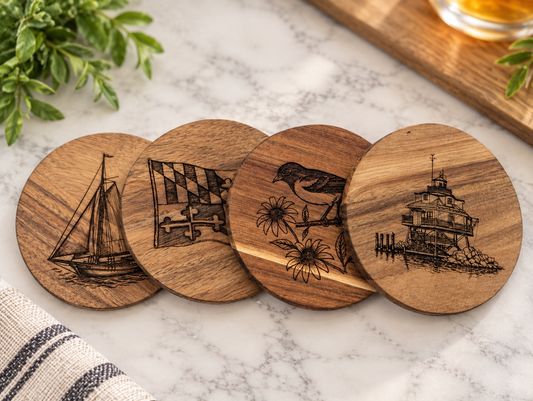 Maryland Heritage Round Wood Coasters-Chose Your Own Design