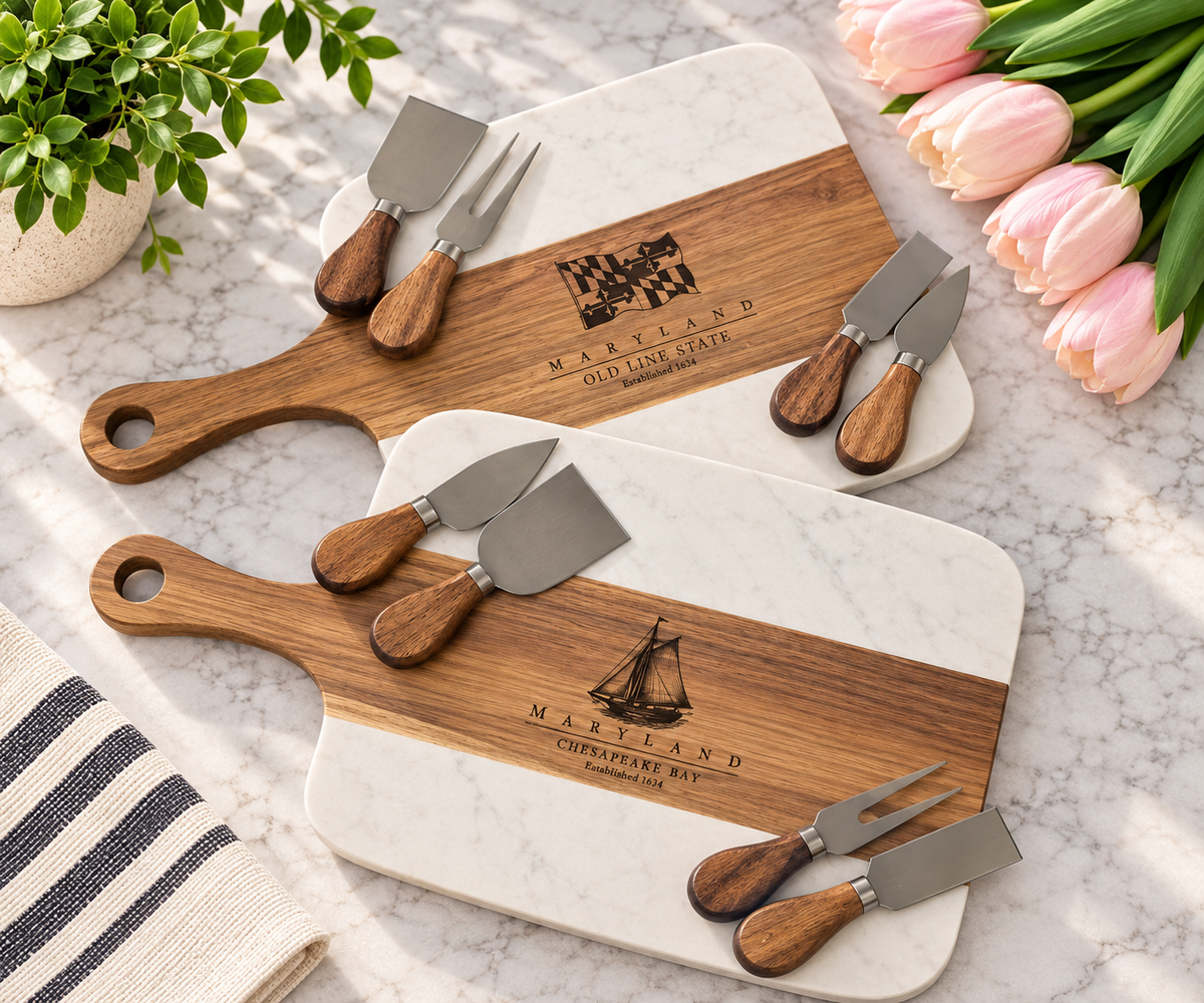 Maryland Heritage Marble & Wood Charcuterie Board Set