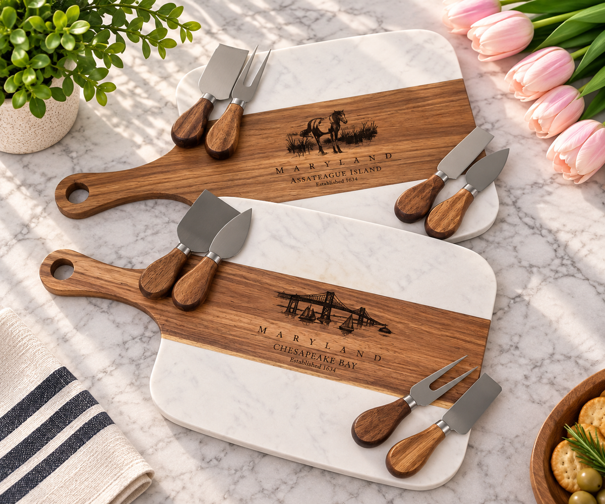 Maryland Heritage Marble & Wood Charcuterie Board Set
