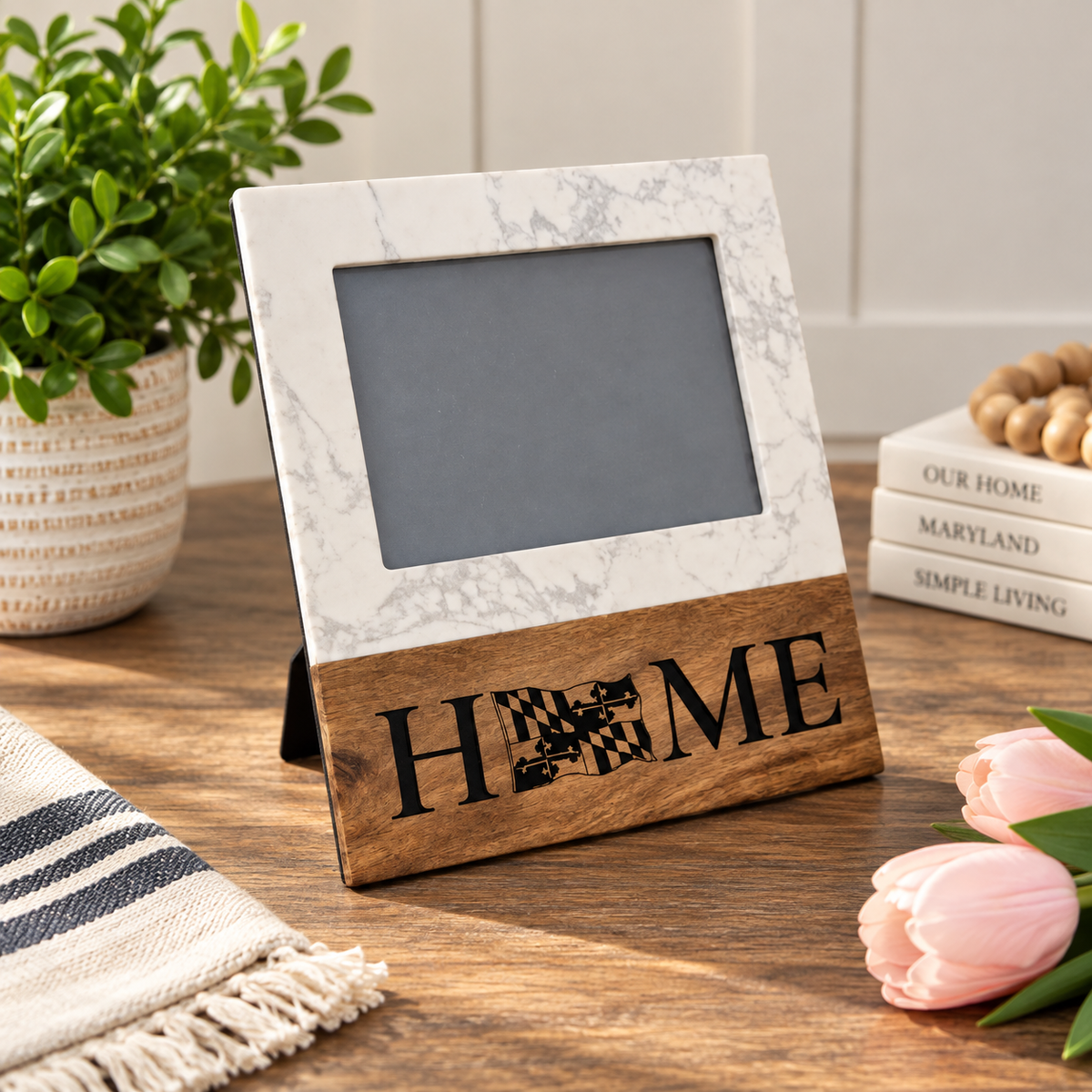 Maryland Themed Marble Picture Frame Stand 5x7