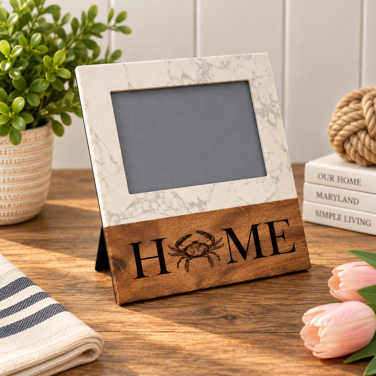 Maryland Themed Marble Picture Frame Stand 5x7