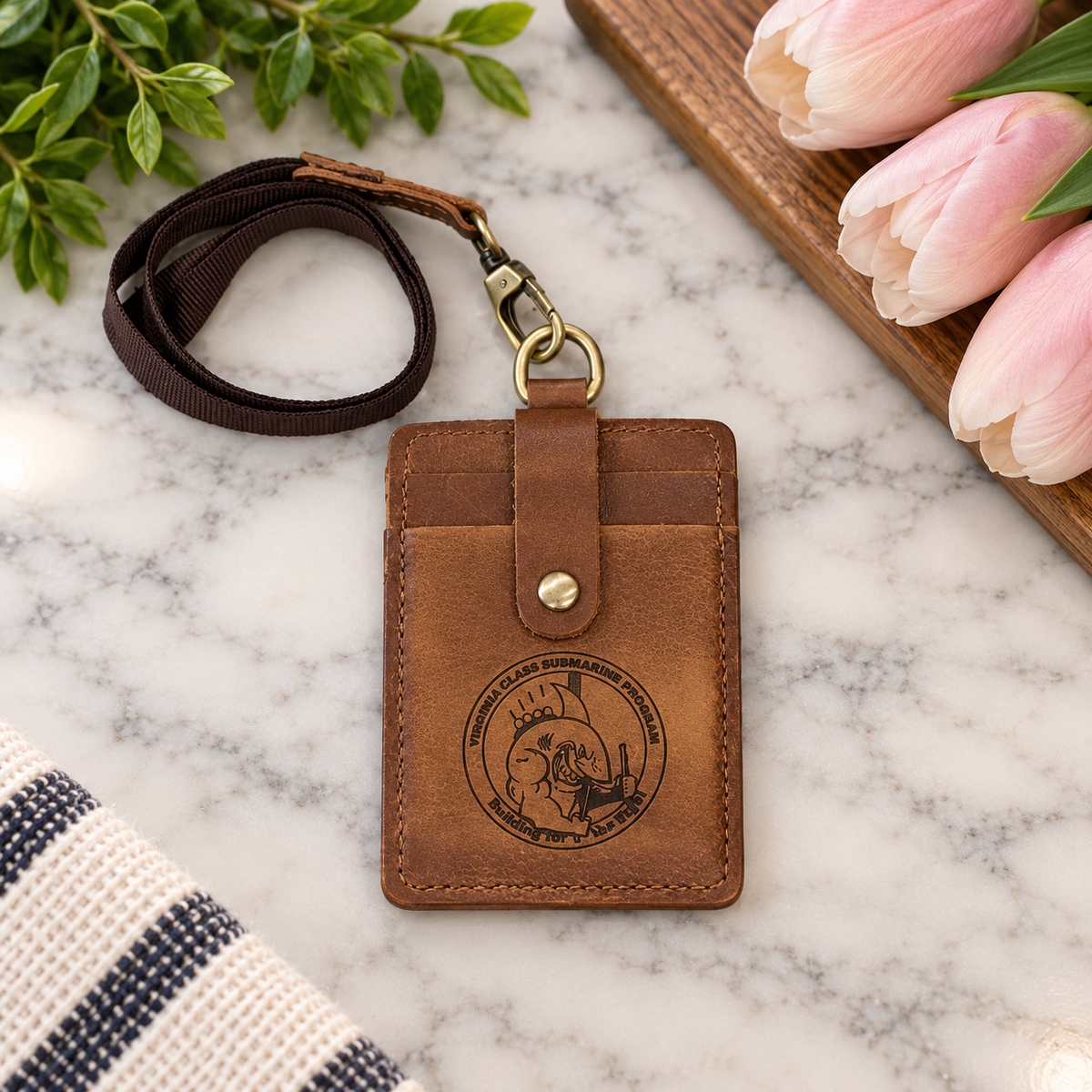 Leather Badge Holder with Card Slots