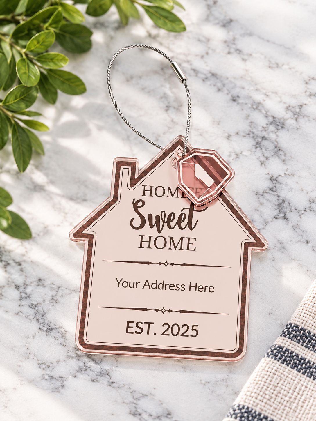 Branded Home Sweet Home Ornament — Mirrored Acrylic |  Client Gift