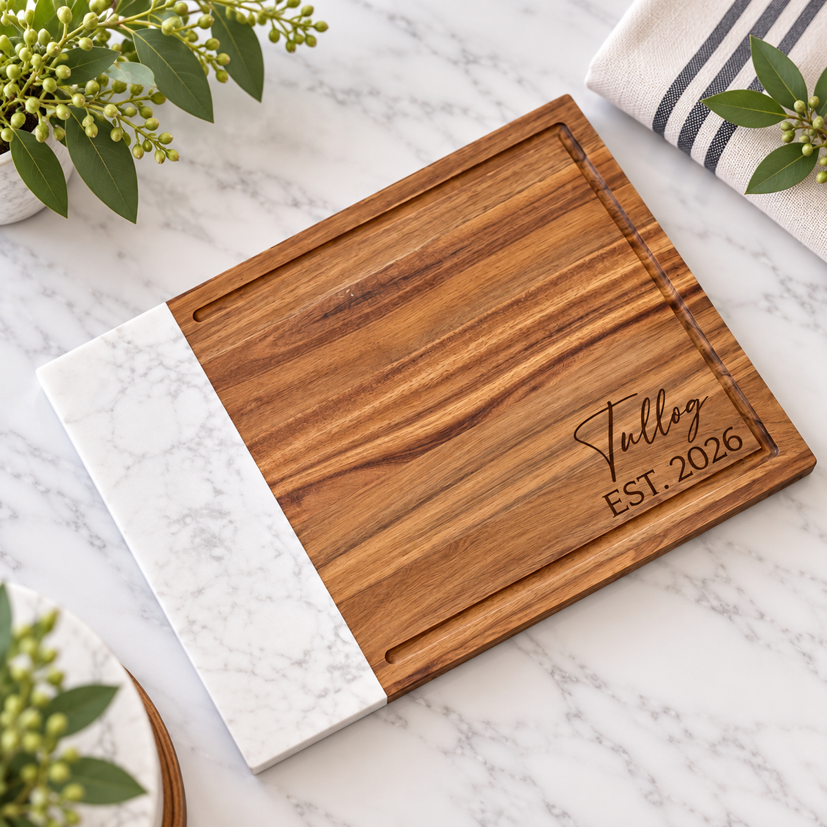 Marble & Acacia Wood Serving Board