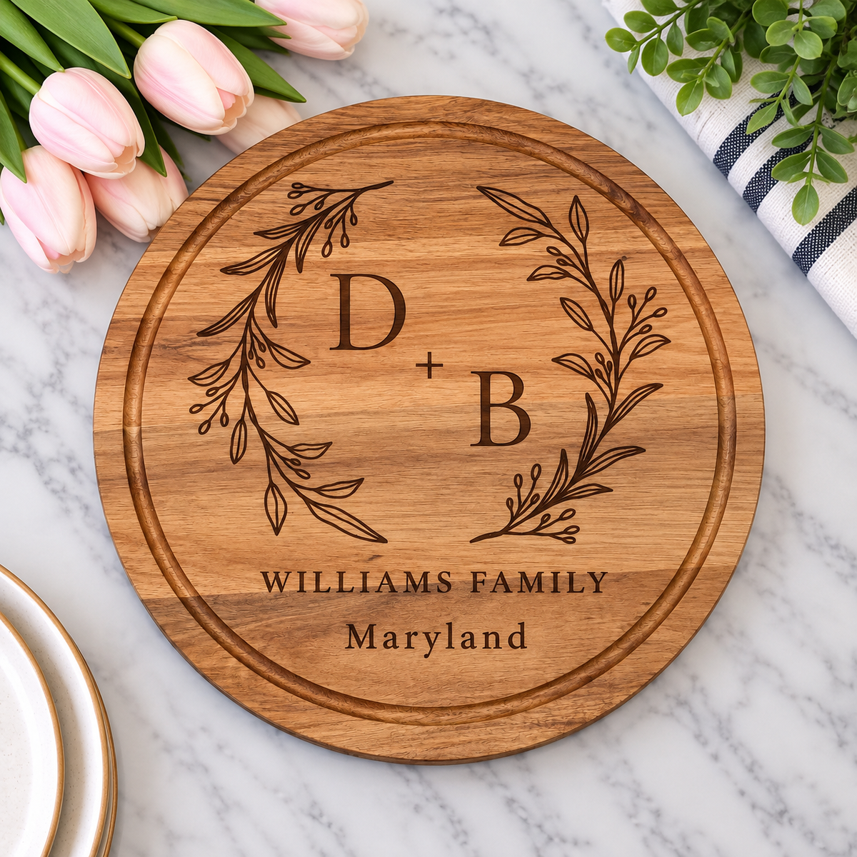 Round Maple Wood Serving Board