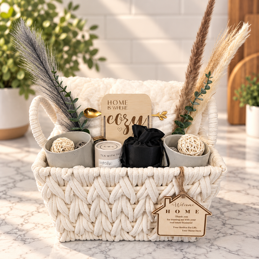 Mid Size Cozy Home Gift Basket White