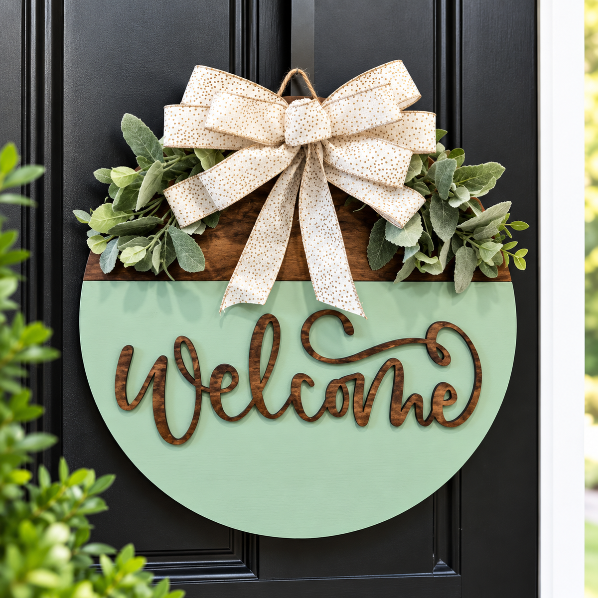 Sage Green Welcome Door Hanger