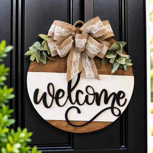 Burlap and Lace Welcome Door Hanger