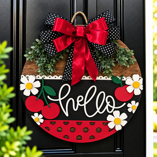 Cherry Hello Door Hanger