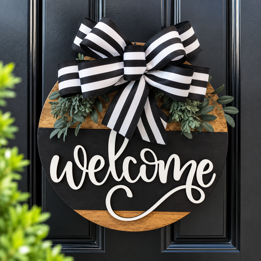 Welcome Door Hanger-Black