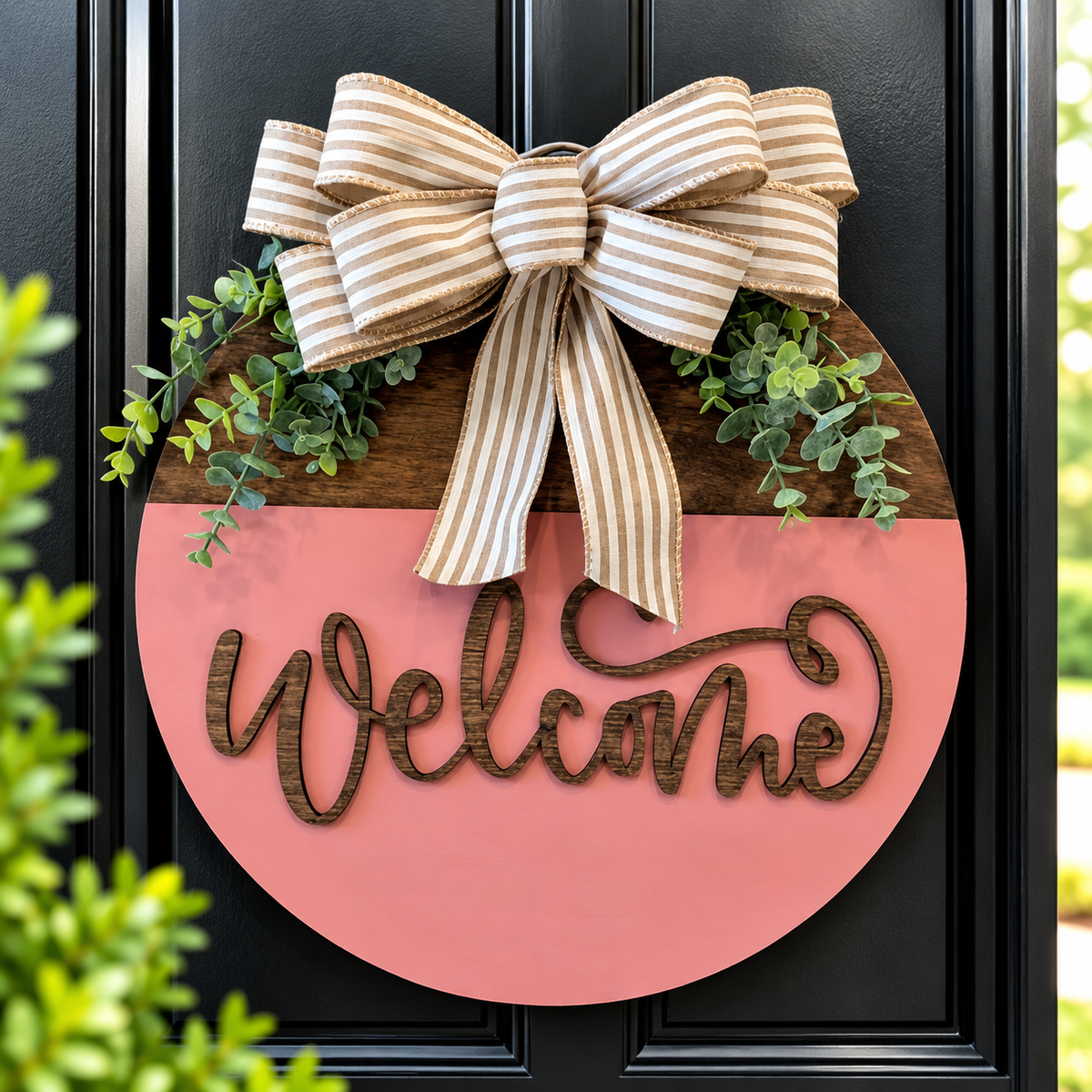 Dusty Rose Welcome Door Hanger
