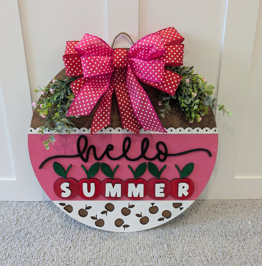 Hello Summer Cherry Door Hanger