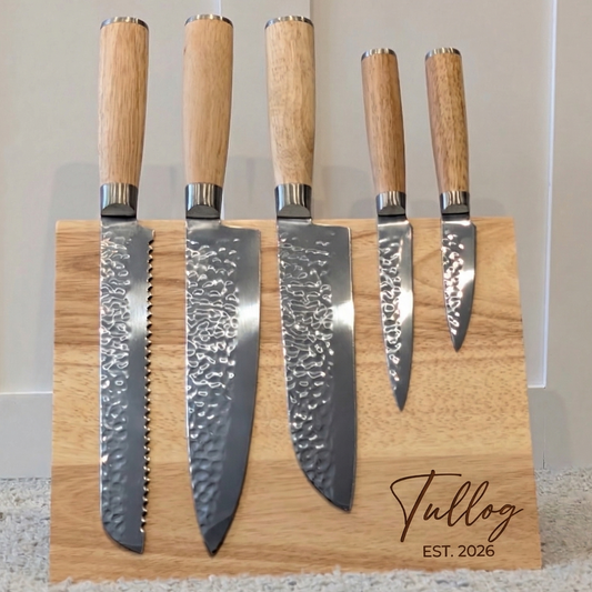 Personalized 6-Piece Kitchen Knife Set with Engraved Magnetic Block