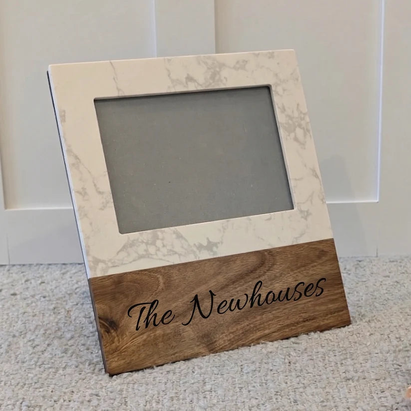Marble & Acacia Picture Frame Gift Set