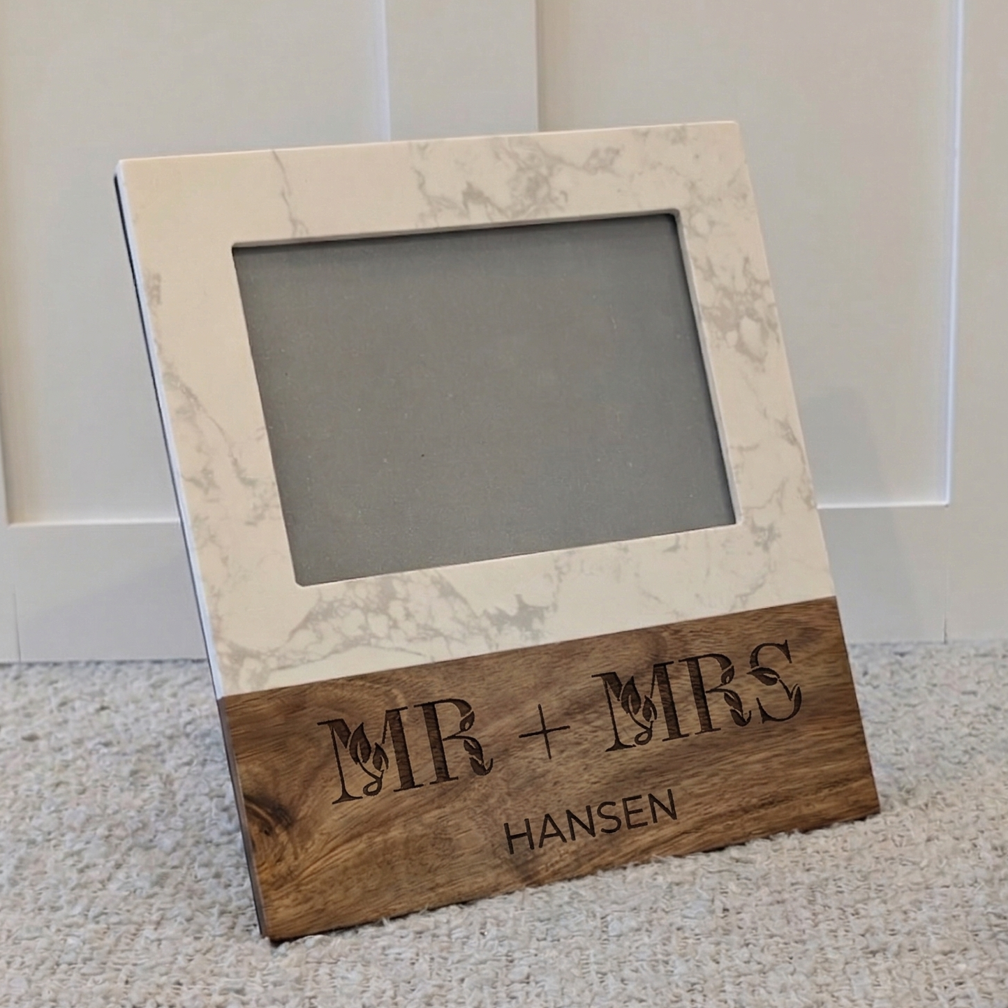 Marble and Acacia Picture Frame 5x7