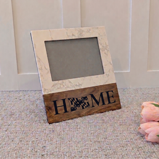 Maryland Themed Marble Picture Frame Stand 5x7