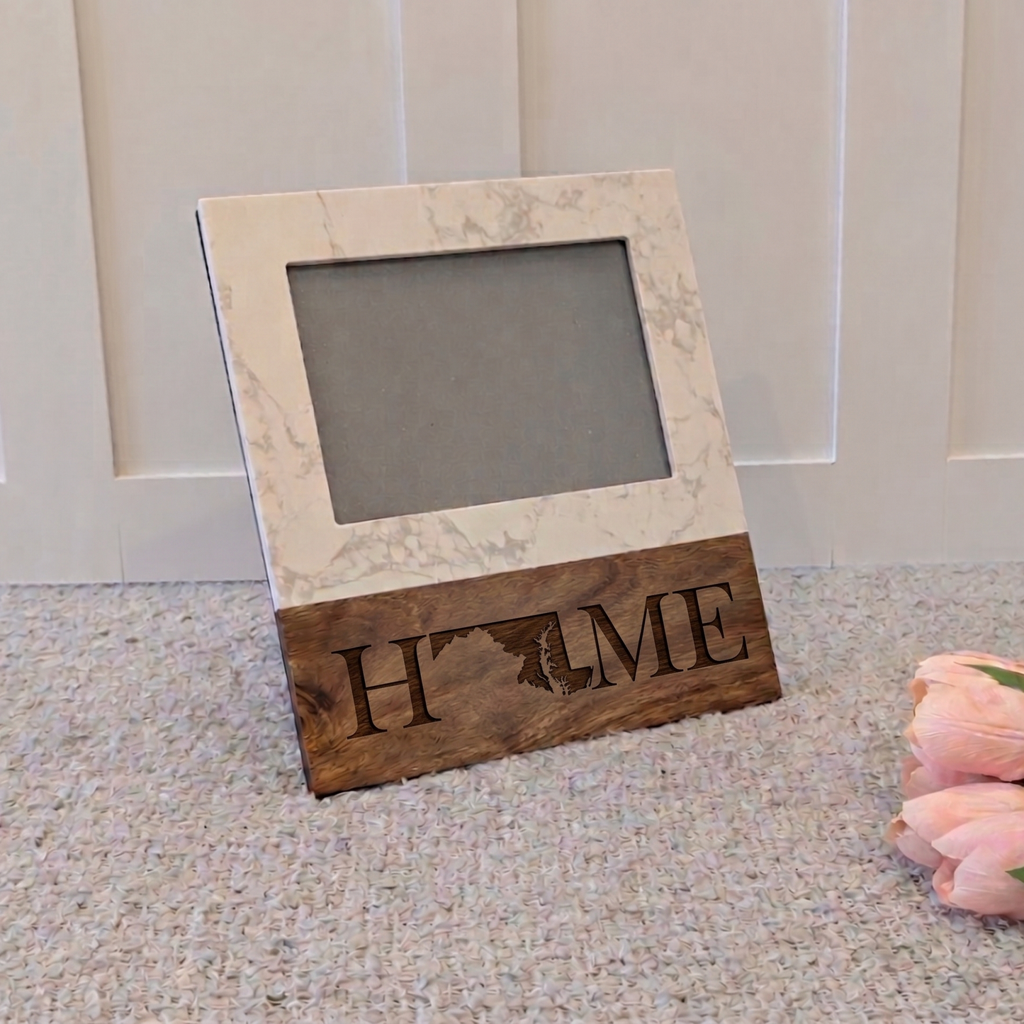 Maryland Themed Marble Picture Frame Stand 5x7