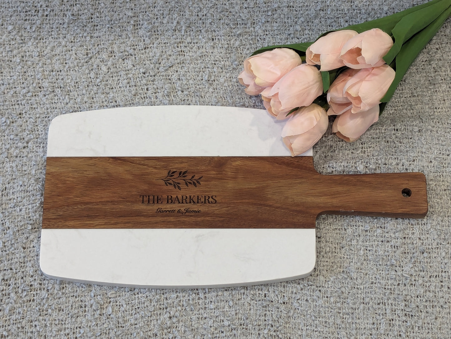 Small Maryland Themed Rectangular Marble and Acacia Serving Board