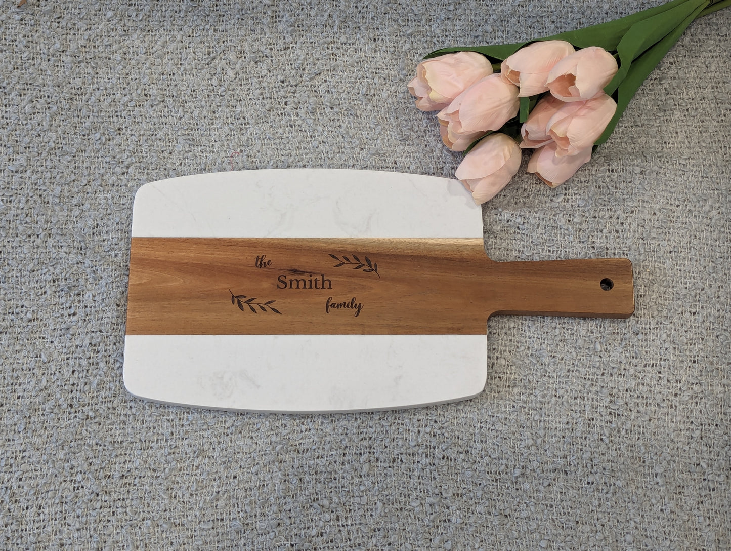 Small Maryland Themed Rectangular Marble and Acacia Serving Board