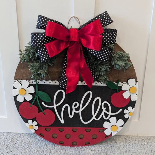 Cherry Hello Door Hanger