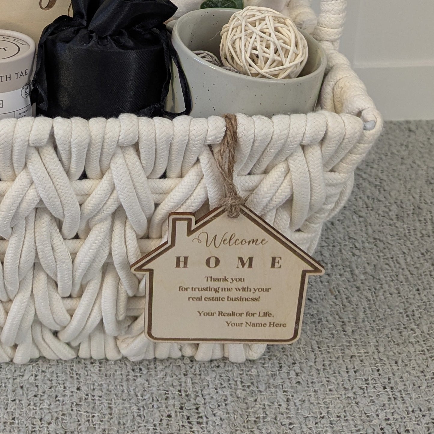 Mid Size Cozy Home Gift Basket White
