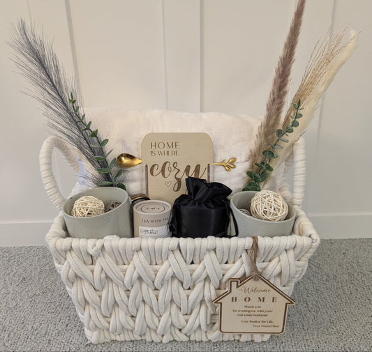 Mid Size Cozy Home Gift Basket White