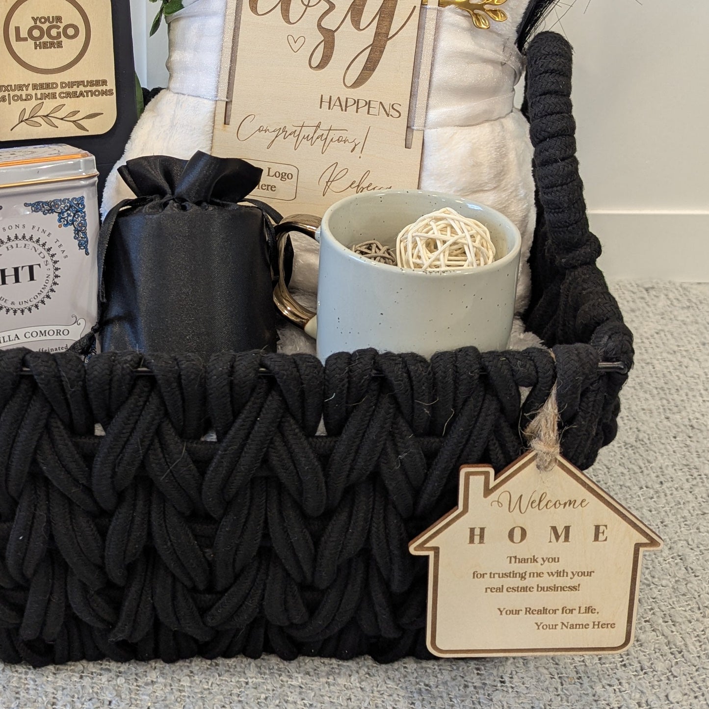 Modern Home Gift Basket with Luxury Reed Diffuser