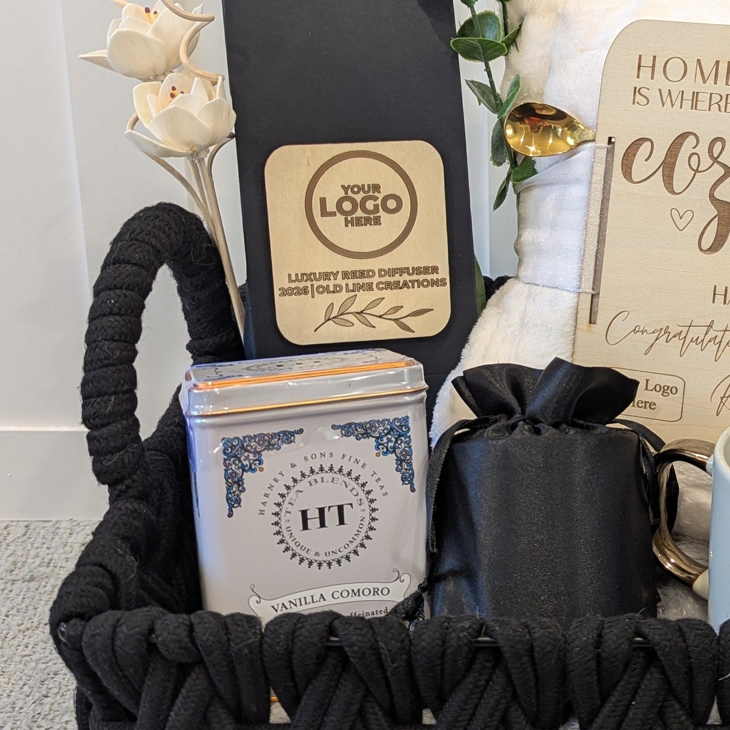 Modern Home Gift Basket with Luxury Reed Diffuser