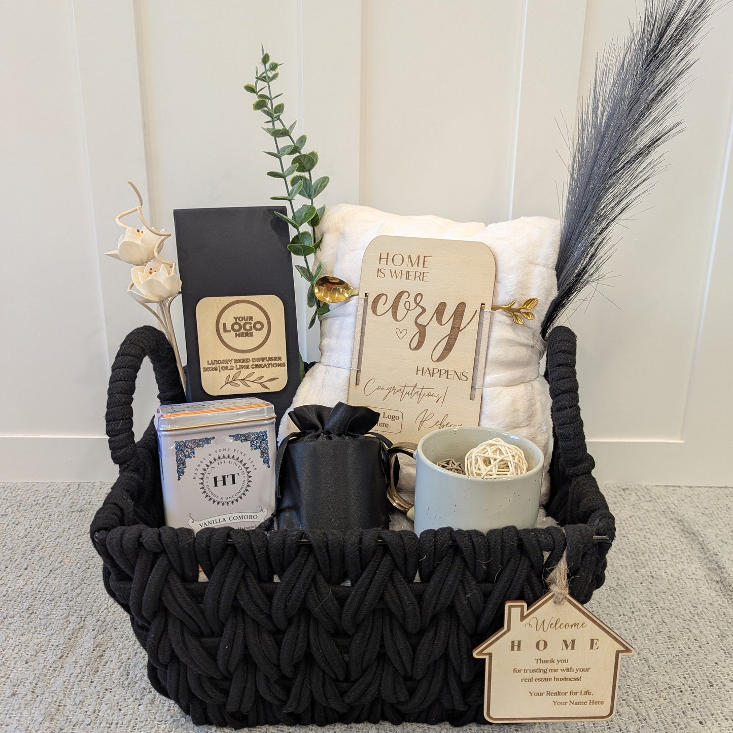Modern Home Gift Basket with Luxury Reed Diffuser