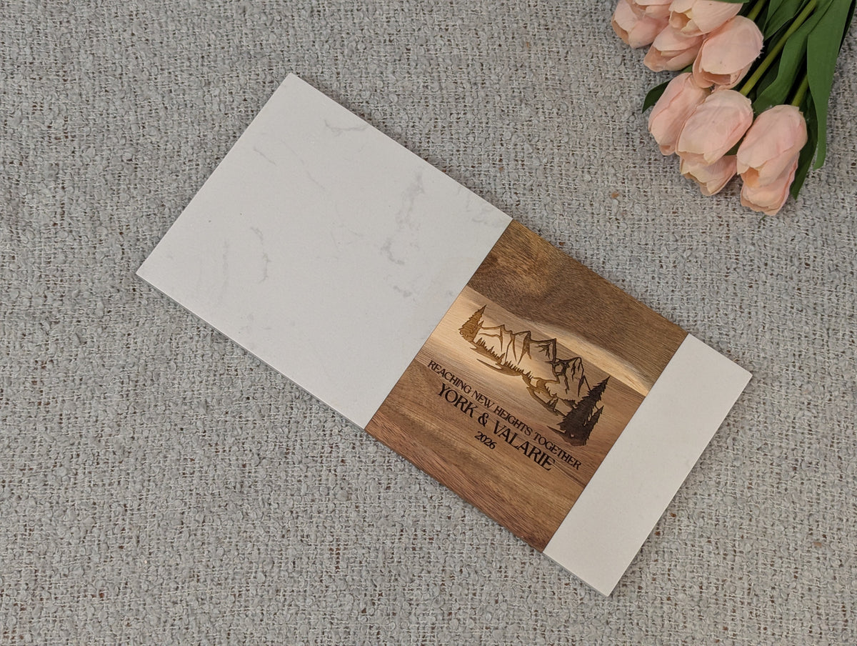Mountain Vista Personalized Cutting Board & Coaster Set