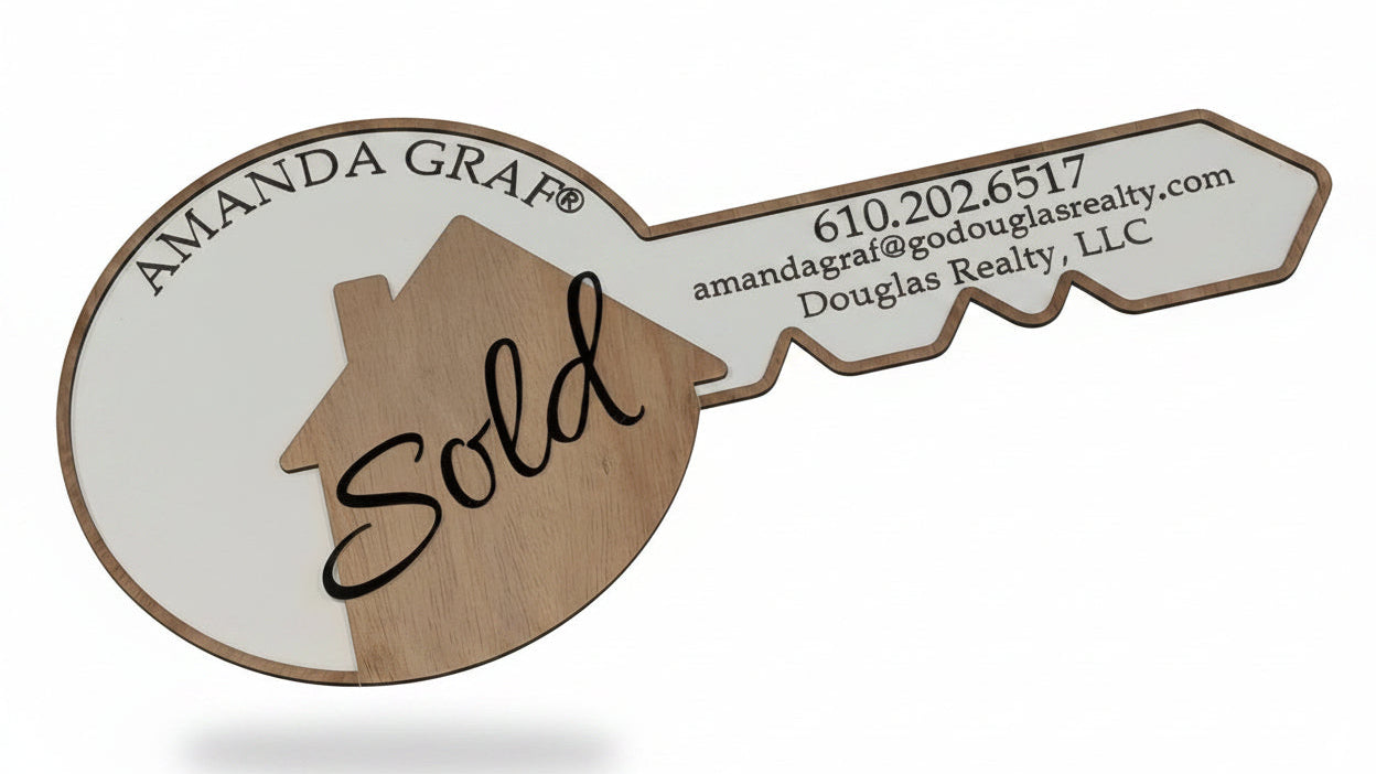 Personalized "Sold" Key Sign – Realtor Gift & Marketing Display