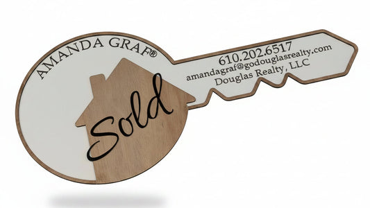 Personalized "Sold" Key Sign – Realtor Gift & Marketing Display