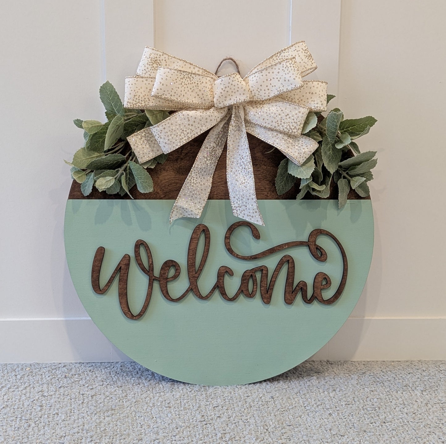 Sage Green Welcome Door Hanger